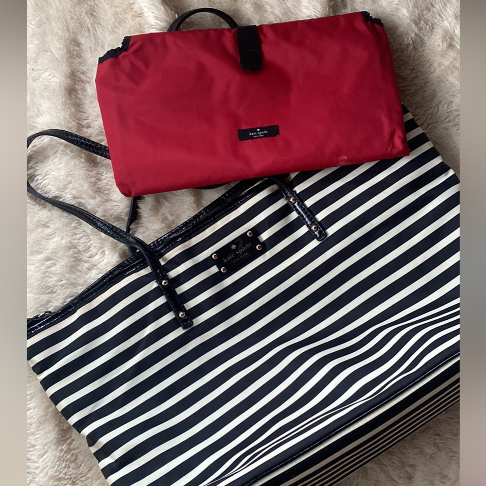 Kate Spade NY black white red Diaper Bag